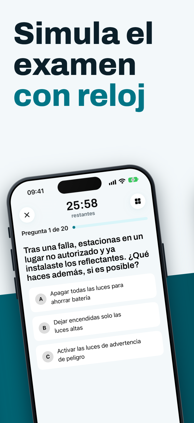 Pantalla de simulacro con cuenta regresiva